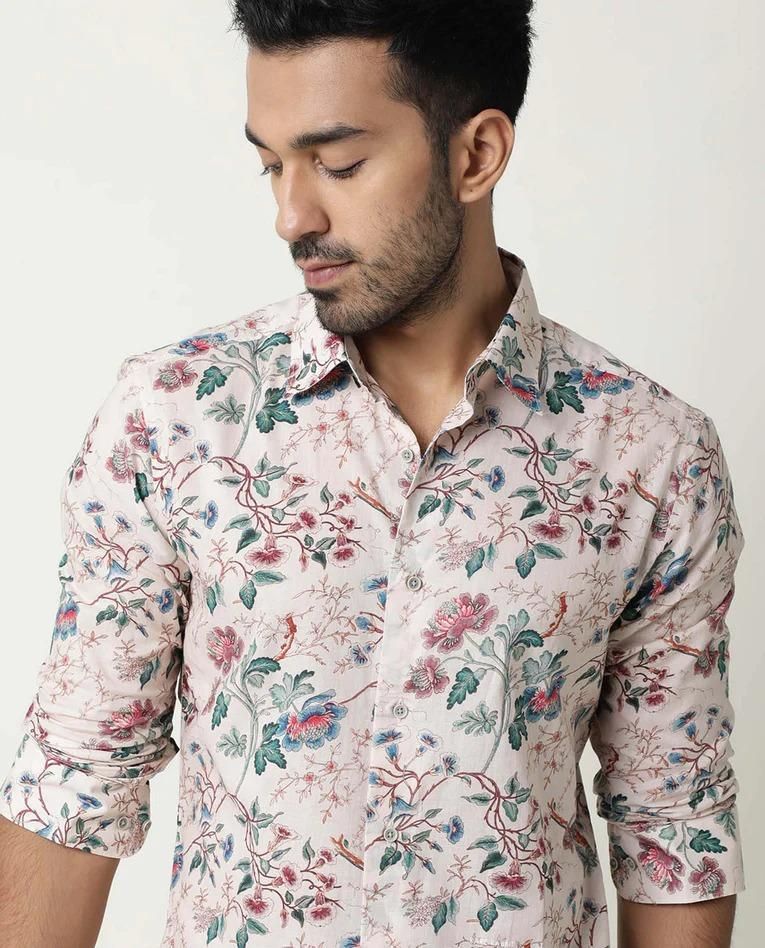 Poly Cotton Printed Full Sleeves Regular Fit Mens Casual Shirt