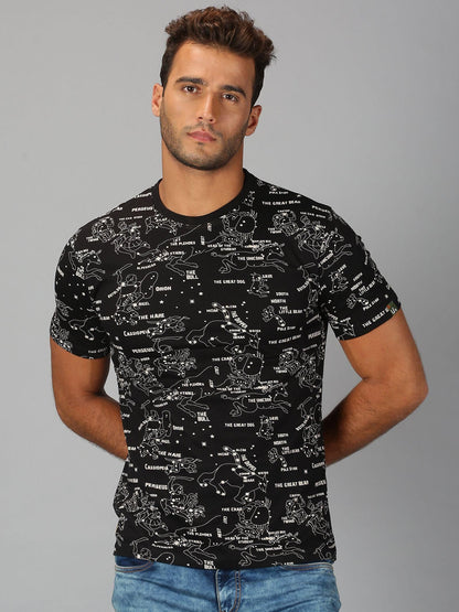 UrGear Cotton Printed Half Sleeves Round Neck Mens T-Shirt