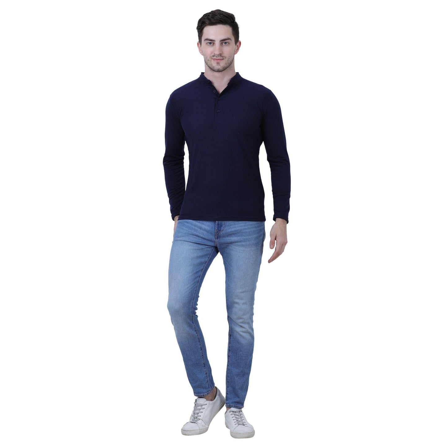 Cotton Blend Solid Full Sleeves T-Shirt