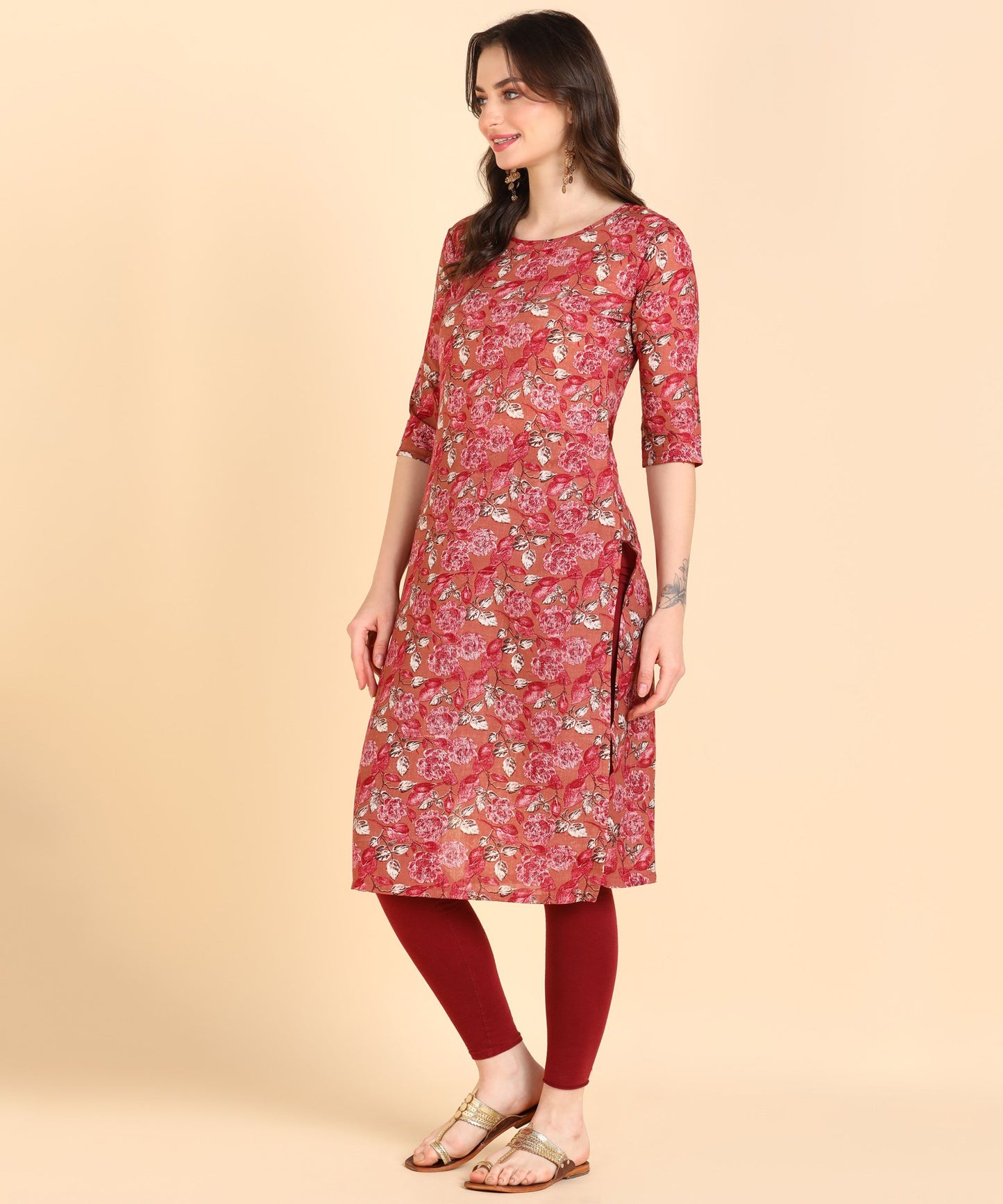 Women's Cotton Printed Straight Kurti