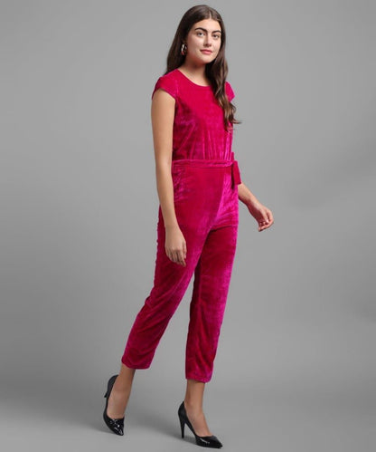 Women's Velvet Solid Jumpsuit