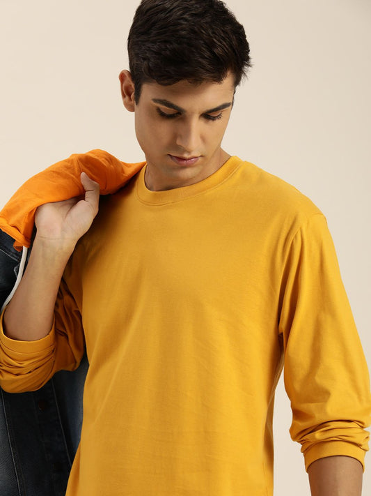 Difference of Opinion Mustard Solid Oversized T-Shirt