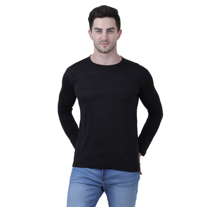 Cotton Blend Solid Full Sleeves Men's Stylish Tshirt