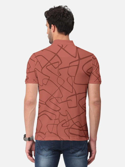 Trendy Abstract Print Half Sleeve Polo T-Shirt for Men's