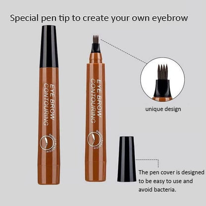 Waterproof 4 Points Microblading Eyebrow Pen with a Micro-Fork Tip Applicator