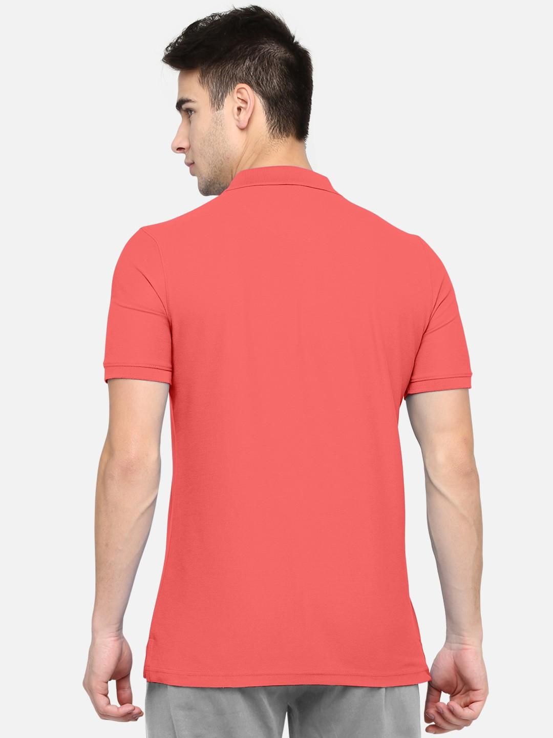 Men's Blended Cotton Colorblock Polo Collar T-Shirt