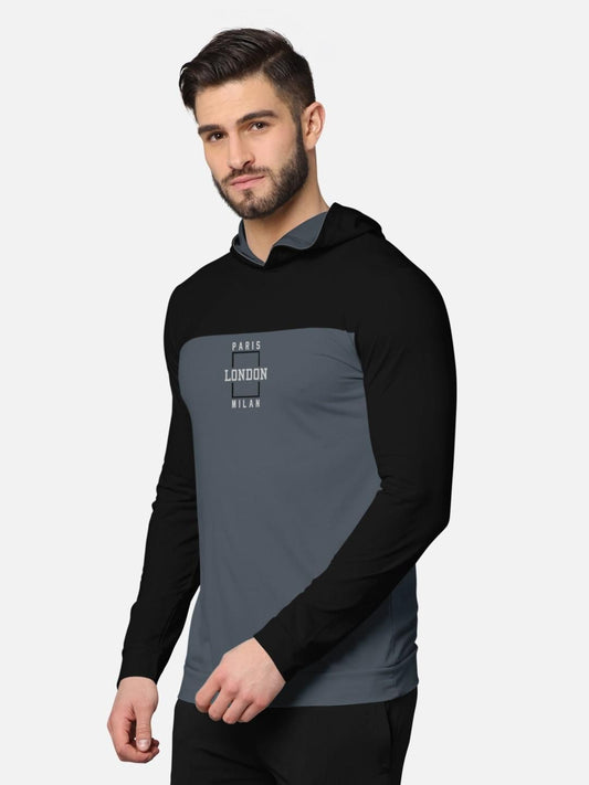 Cotton Blend Front & Back Print Hooded T-Shirt for Men's