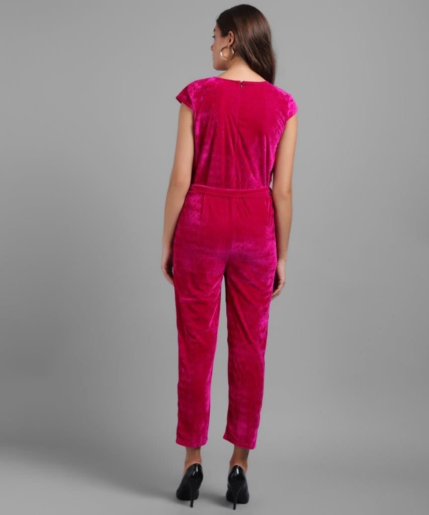 Women's Velvet Solid Jumpsuit