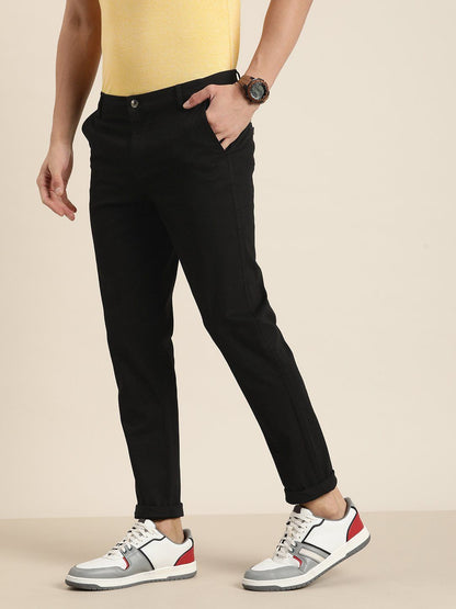 DILLINGER Black Solid Angle Length Trouser