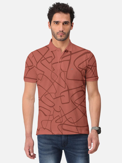 Trendy Abstract Print Half Sleeve Polo T-Shirt for Men's