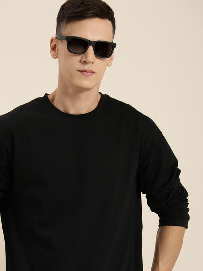 Difference of Opinion Black Solid Oversized T-Shirt