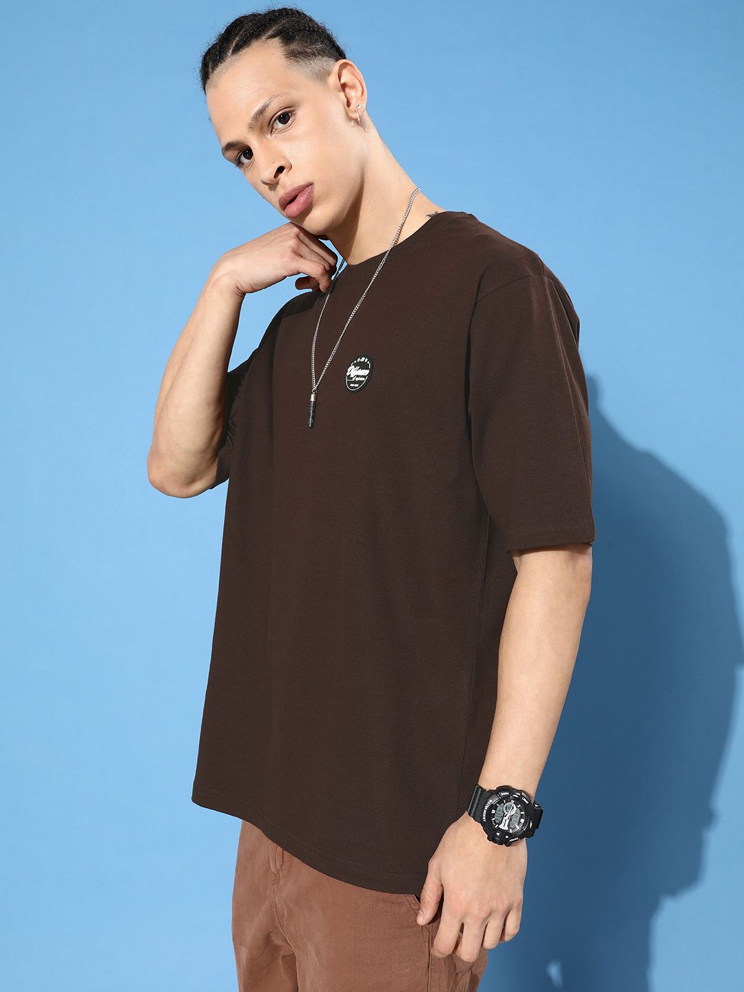 Difference of Opinion Brown Graphic Oversized T-Shirt