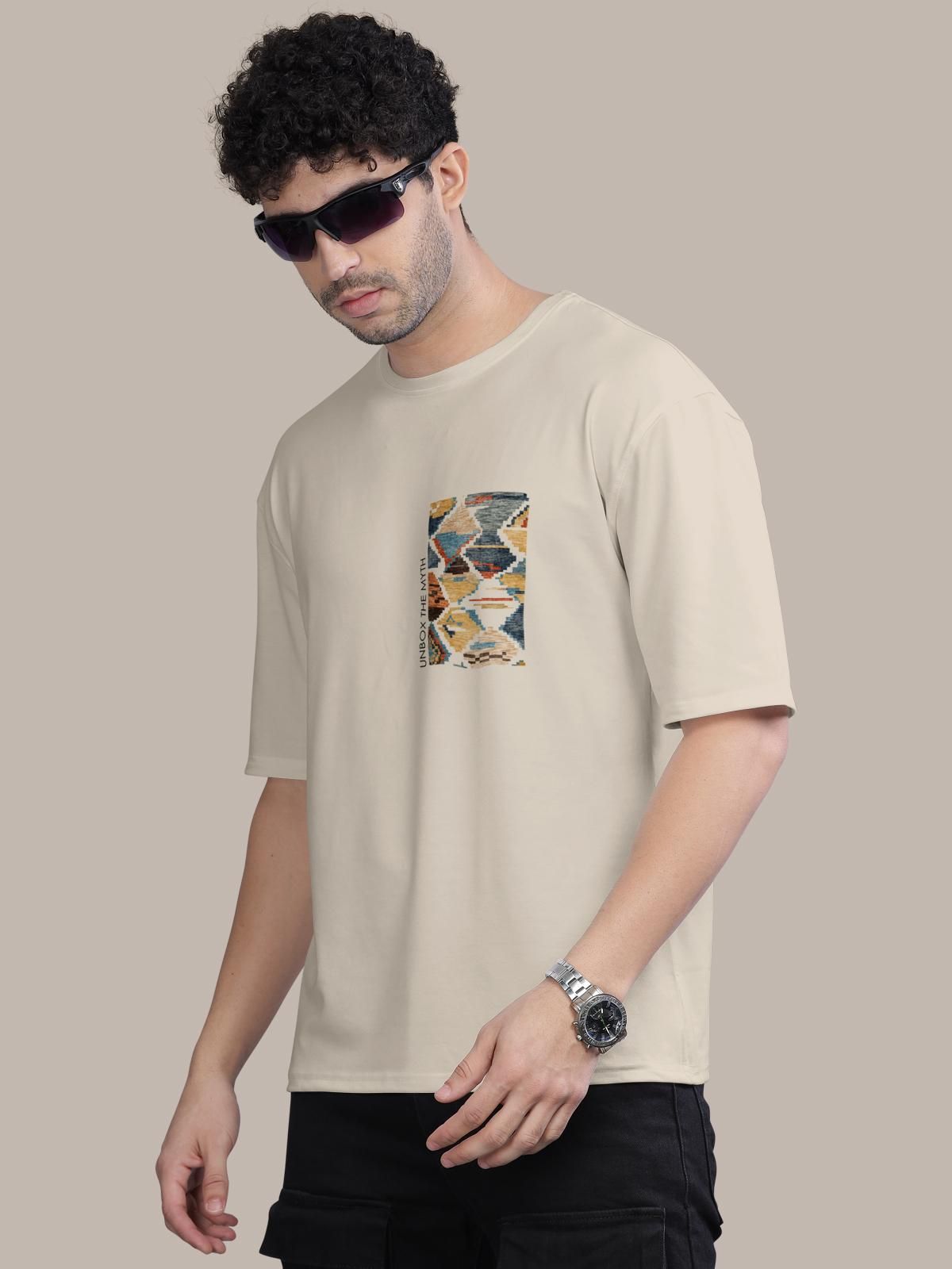 Trendy Cotton Blend Graphic Print Oversized T-Shirt for Men's