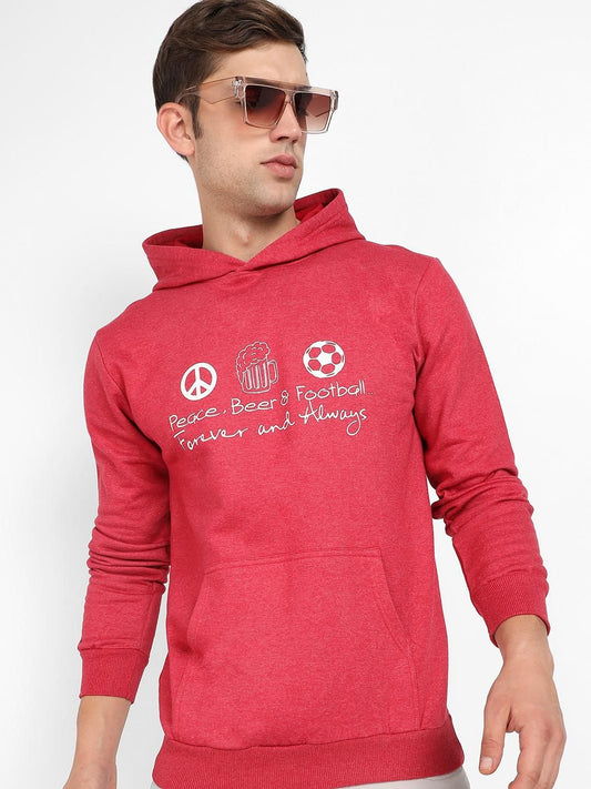 Campus Sutra Men's Peace Beer Football Hoodie With Kangaroo Pocket