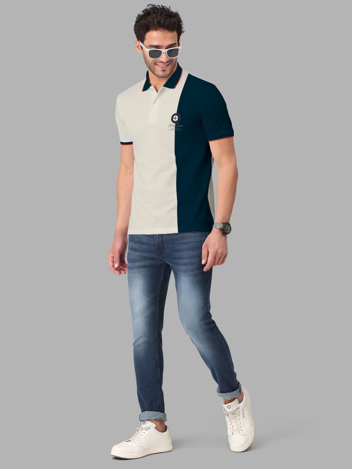 ColorblockHalf Sleeve Polo Collar T-Shirt for Men's