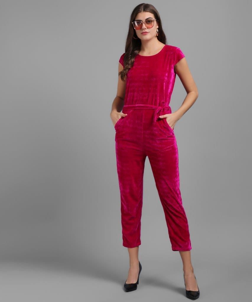 Women's Velvet Solid Jumpsuit