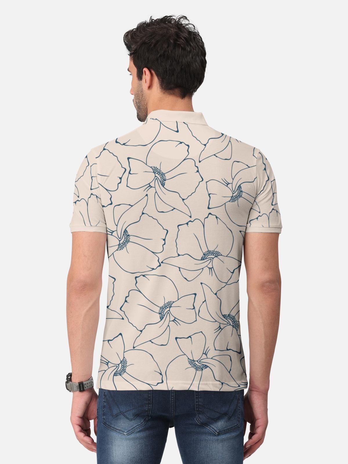 Trendy Floral Print Half Sleeve Polo T-Shirt for Men's