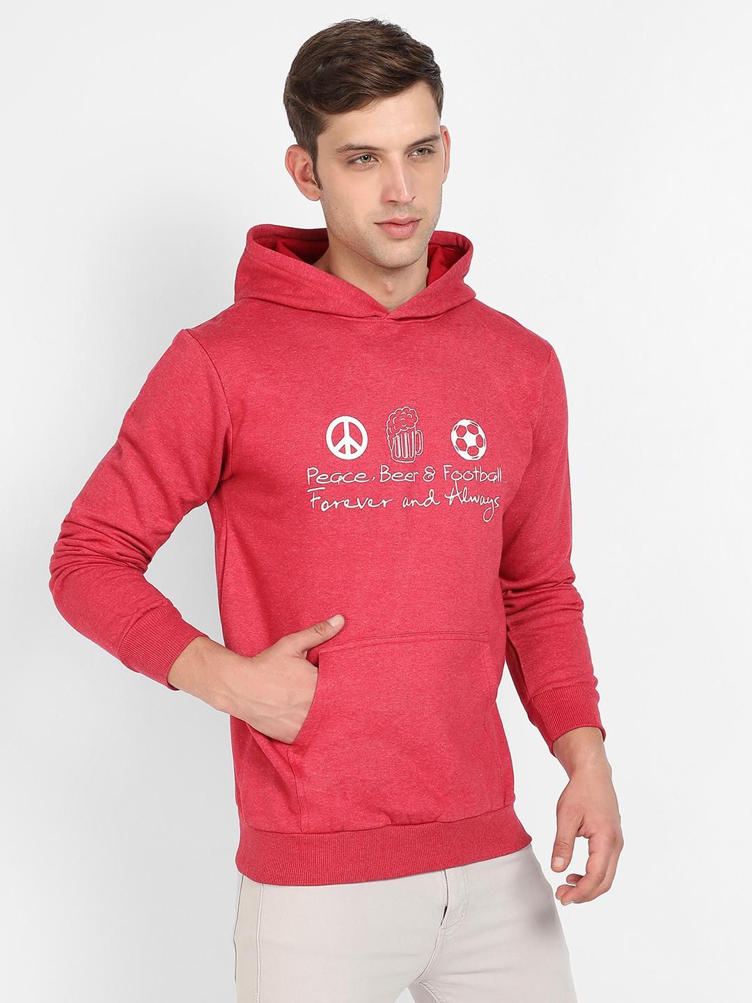 Campus Sutra Men's Peace Beer Football Hoodie With Kangaroo Pocket