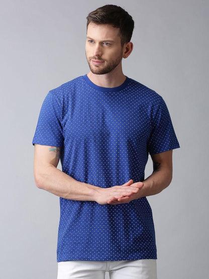 UrGear Cotton Geometric Print Half Sleeves Round Neck Mens T-Shirt