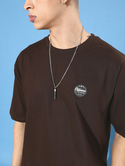 Difference of Opinion Brown Graphic Oversized T-Shirt