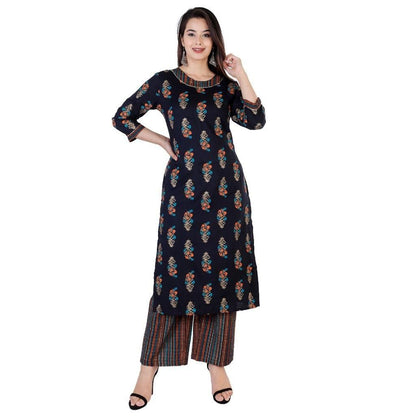 Latest Printed Rayon Kurti Palazzo Set