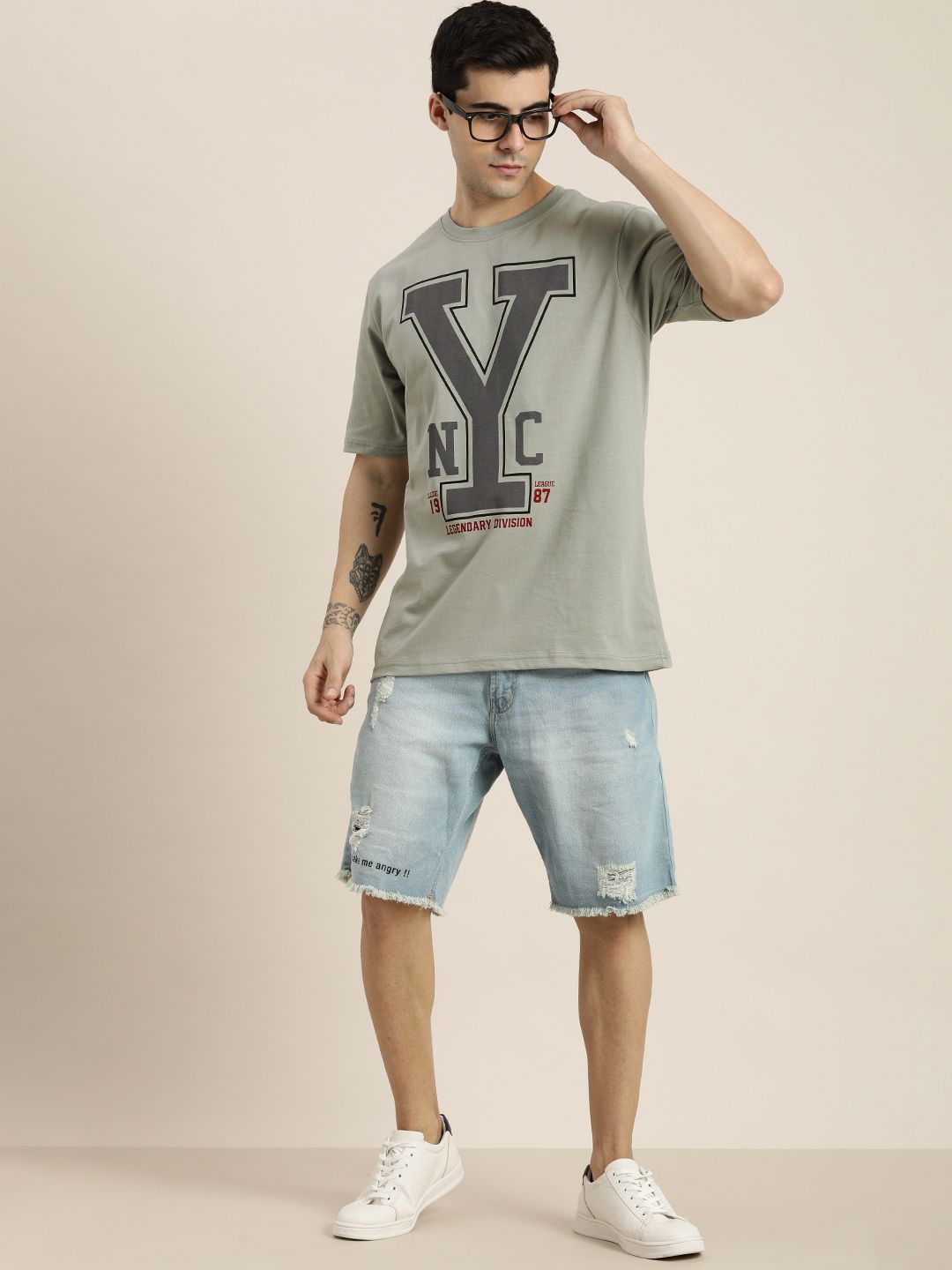 Dillinger Grey Typographic Oversized T-Shirt