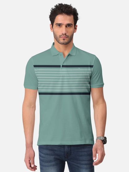 Trendy Stripe Print Half Sleeve Polo T-Shirt for Men's