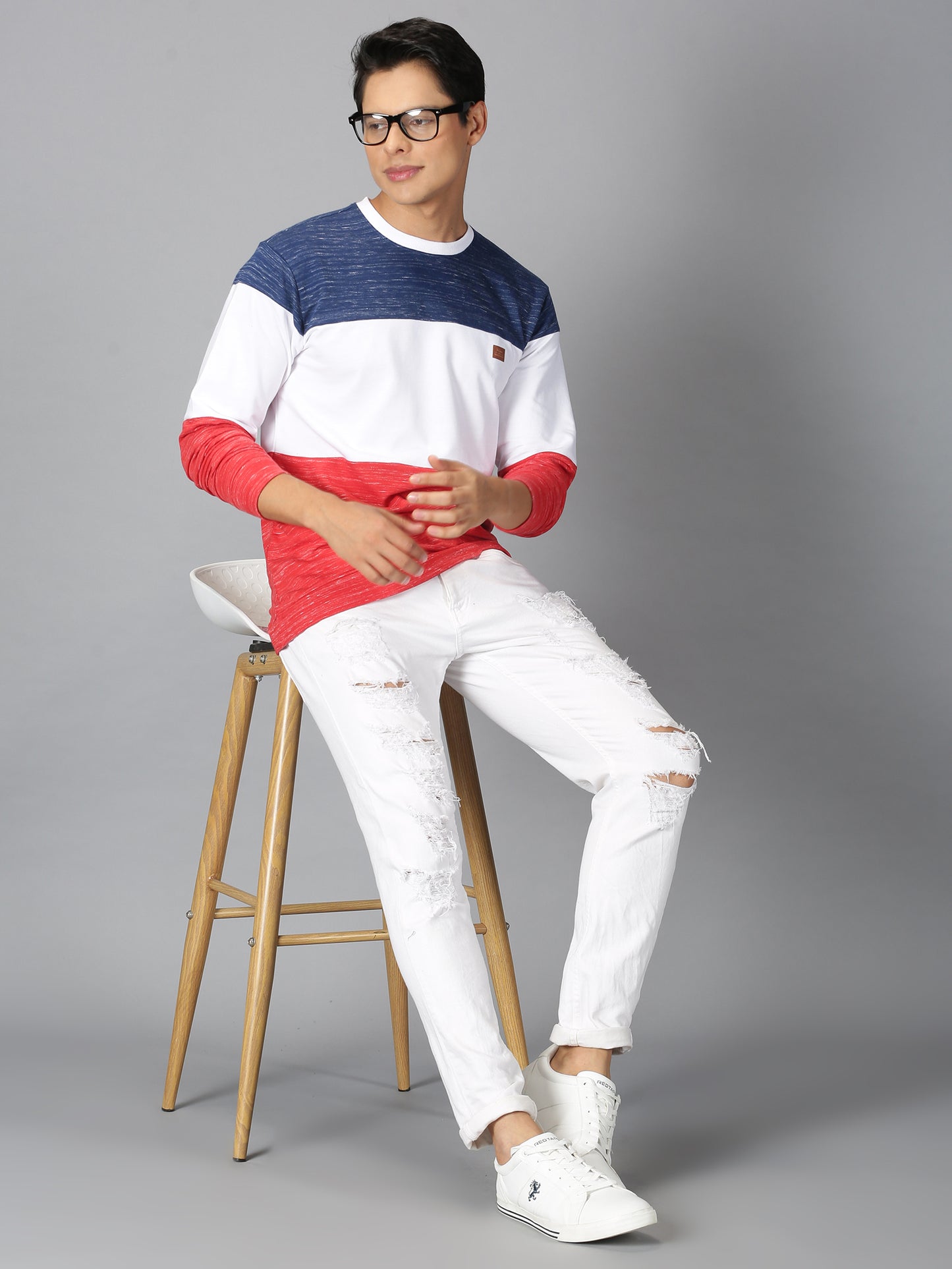 Cotton Color Block Full Sleeves Men's Sweatshirt