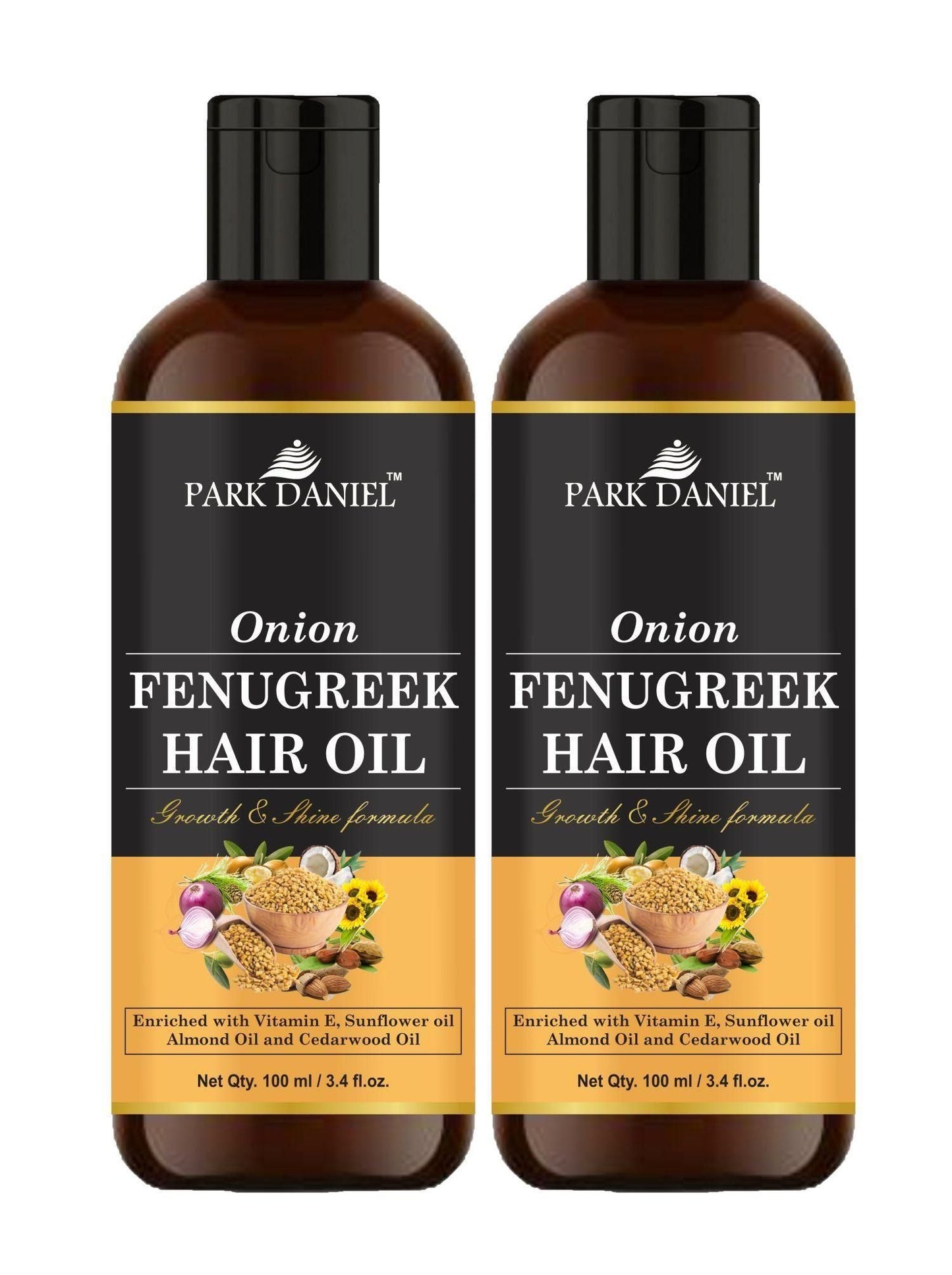 Park Daniel Premium Onion Fenugreek Hair Oil Enriched With Vitamin E - For Hair Growth & Shine Pack 1 Bottle of 100 ml