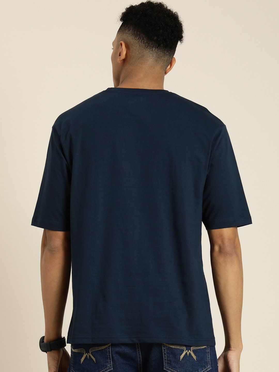 Difference of Opinion Navy Blue Graphic Oversized T-shirt