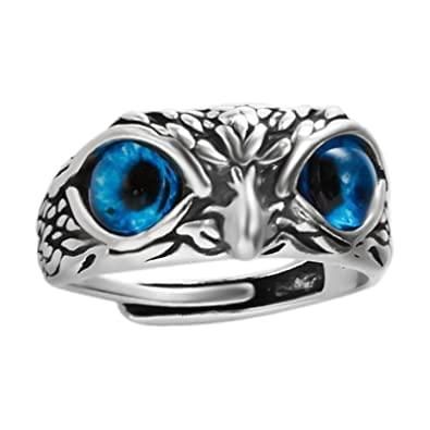 Attractive Silver Plated Owl Ring (Blue)