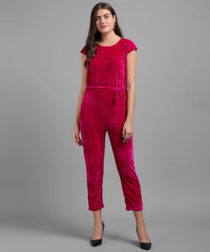 Women's Velvet Solid Jumpsuit