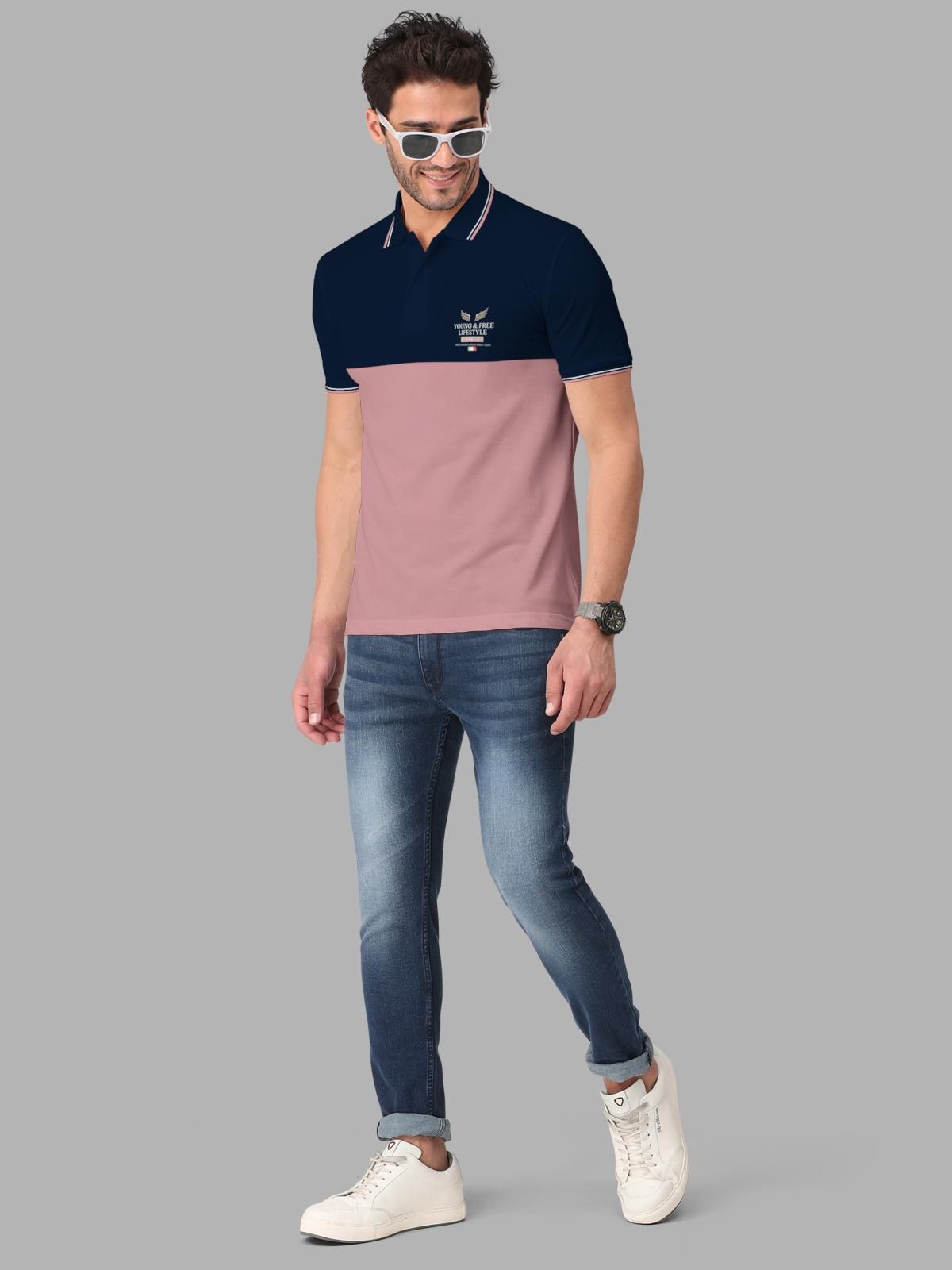 ColorblockHalf Sleeve Polo Collar T-Shirt for Men's