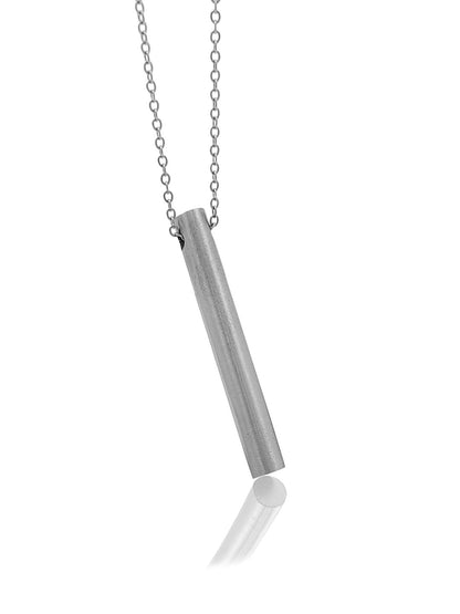 Silver Stainless Steel Round Bar Pendant adjustable Necklace chain