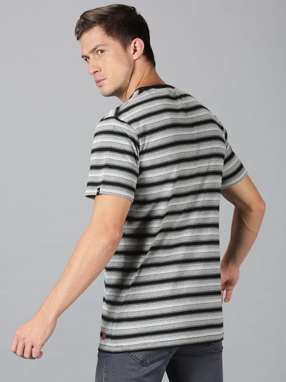 UrGear Stripes Half Sleeves Round Neck Mens T-Shirt