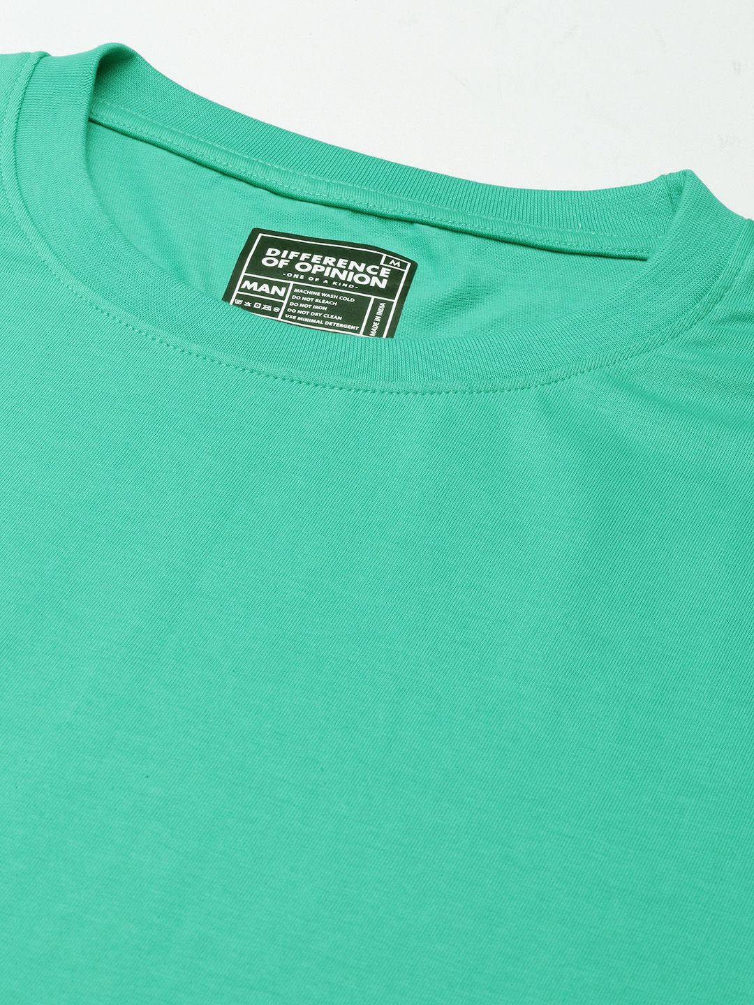 Difference of Opinion Green Solid Oversized T-Shirt